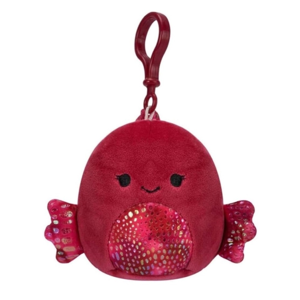 NEW Squishmallow  3.5” clip-On Barella The Beta Fish, Small, Red plush kids
